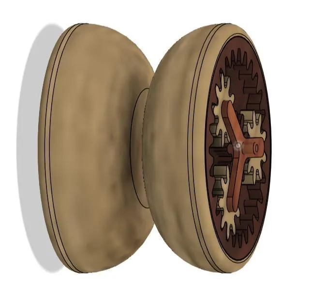 Render of the yo-yo with its planetary gear set exposed.
